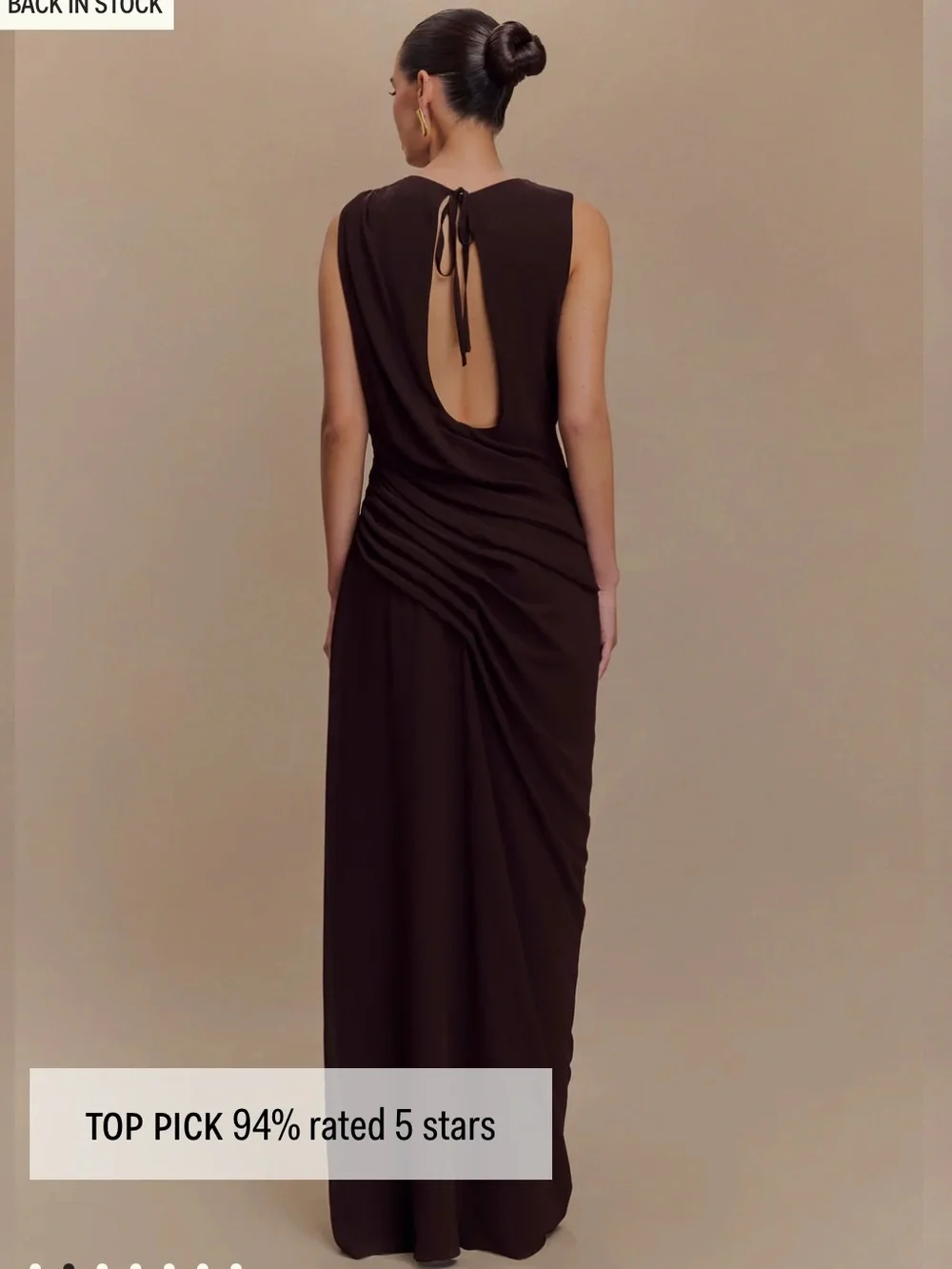 Meshki Dark Brown Draped Maxi Dress - Picture 2 of 3